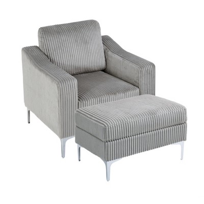 Convertible Sectional Polyester Sofa with Storage Ottoman,Modular Sectional Sofa,Gray