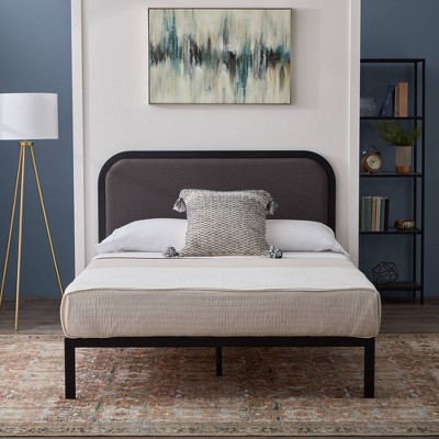 Molly Metal Bed Frame with Rounded Upholstered Headboard - Brookside Home