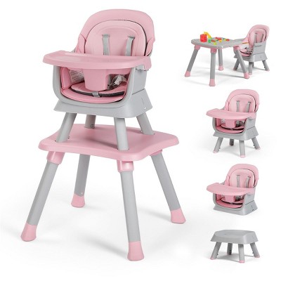 Kinder King 8 in 1 Baby High Chair, Coverts to Dining Booster Seat, Removable Tray & Double Seat Cover, Easy to Wipe