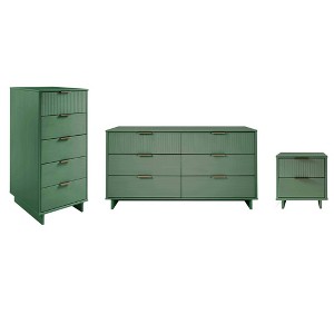Manhattan Comfort 3pc Granville Chest with Double Dresser and Nightstand Bedroom Set - 1 of 4