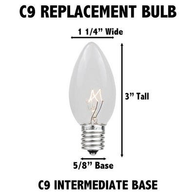 Novelty Lights Ceramic Multicolor C9 Incandescent Traditional Vintage Christmas Replacement Bulbs 25 Pack