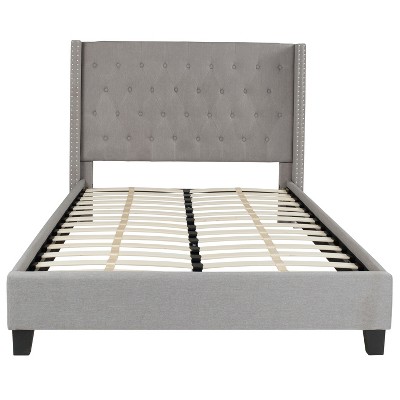 Riverdale Light Gray Full-Size Tufted Nailhead Trim Upholstered Bed