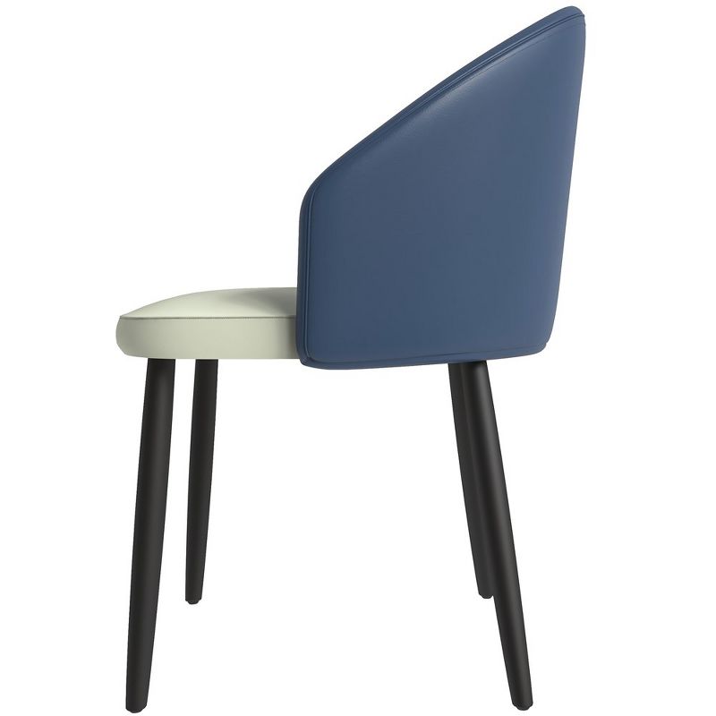 LeisureMod Paradiso Modern Dining Chairs Upholstered Seat Curved Back in Black Solid Wood Legs Contemporary Side Chairs, 5 of 9