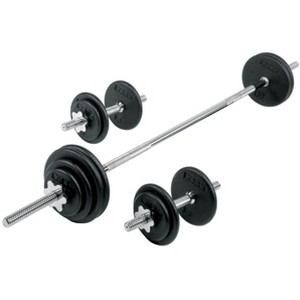 Pro Cast Iron Dumbbell and Barbell Spinlock Set Standard Weight Plates with Bar and Collars - 1 of 1