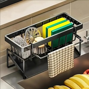 Attop Metal Kitchen Sink Organizer with Sponge Holder and Dishwashing Brush Holder - Space-saving drainer, easy to clean, compact countertop storage - 1 of 4