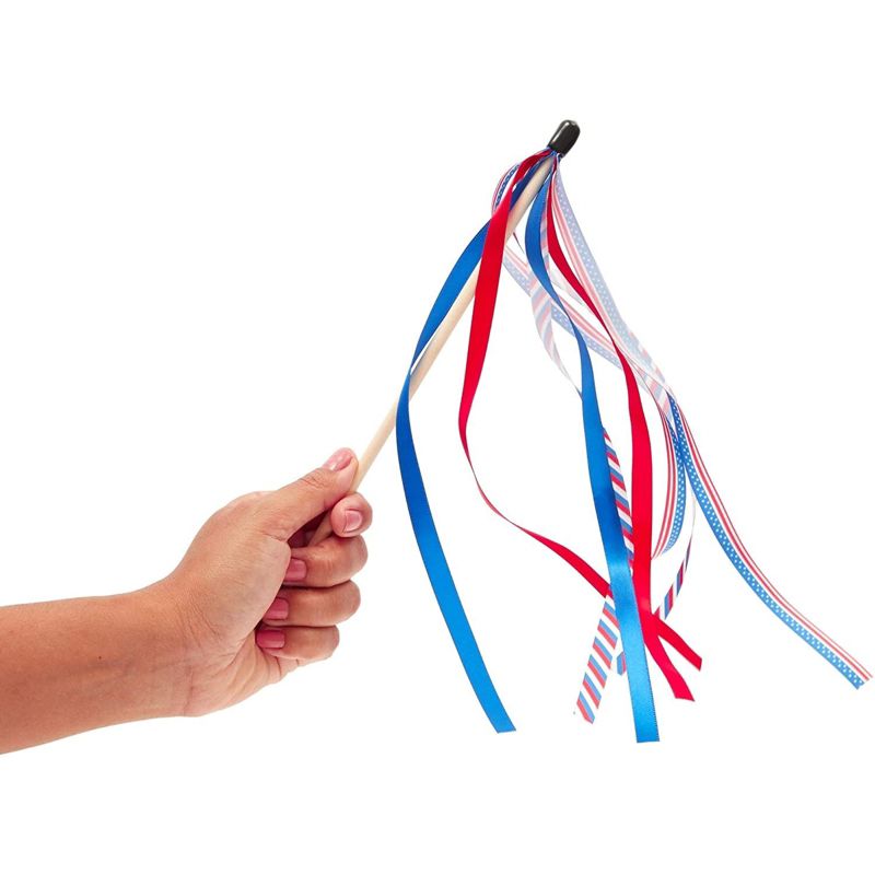 Blue Panda 24 Pack Patriotic Handheld American Flag Ribbon Wands for Election Day, 4th of July, Memorial Day, 2 of 7