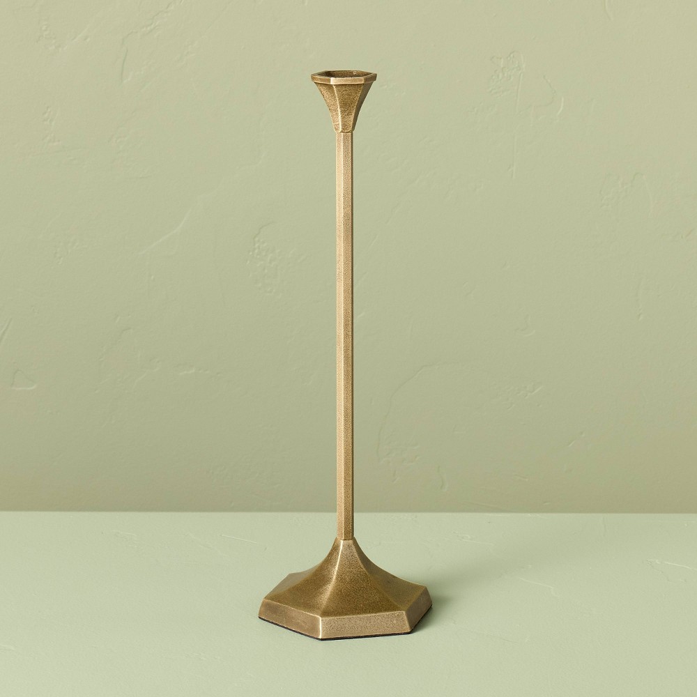 17.5"x5.8" Oversized Floor Taper Candlestick Brass - Hearth & Hand™ with Magnolia