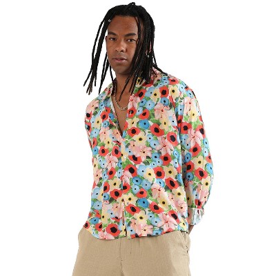 Campus Sutra Men Men's EcoLiva Multicolour Artistic Botanical Cluster Shirt