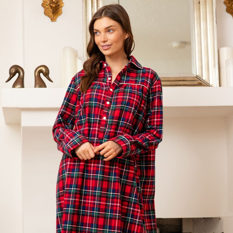 Women's Soft Cotton Flannel Nightgown with Buttons, 4 of 6