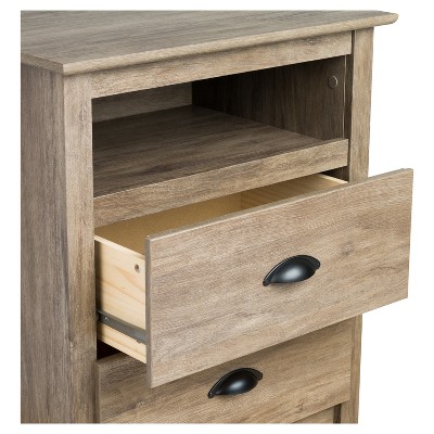 Fremont Drifted Gray 2-Drawer Nightstand with Antique Bronze Knobs