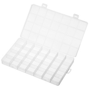 Unique Bargains Clear Plastic Durable Multiple Compartments Jewelry Organizer Box 28 Grids 3 Pcs - 1 of 4
