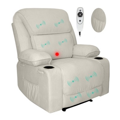 Electric Power Recliners with Massage and Heat Adjustable Faux Leather Armchair with Cup Stand, Ideal for Living Room, Office, Bedroom