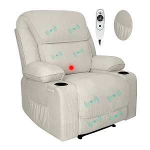 Electric Power Recliners with Massage and Heat Adjustable Armchair with Cup Stand, Ideal for Living Room, Office, Bedroom - 1 of 4