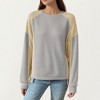 Anna-Kaci Women's Long Sleeve Colorblock Pullover Top with Crew Neck and Relaxed Fit - 3 of 4