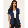 INSPIRE CHIC Women's Notch Lapel Collar One Button Office Formal Short Sleeve Blazer - 3 of 4