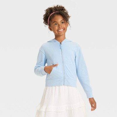 Girls' Relaxed Fit French Terry Zip-Up Hooded Sweatshirt - Cat & Jack™