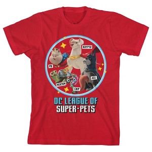 DC League of Super Pets Characters in Circle Youth Red Graphic Tee - 1 of 1