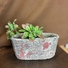 Slickblue Large Concrete Planter, Oval Shape with Basket Design, Indoor or Outdoor, Modern Farmhouse, Gray, 9x5x4" - 2 of 3