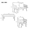 4-Piece Patio Conversation Set, Solid Wood Loveseat, 2 Chairs and Table, Outdoor Conversation Group with Cushions - 4 of 4