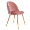 Homy Casa Modern Velvet Dining Chairs with Quilted Back & Wood-Grain Metal Legs, Set of 4, Pink - 4 of 4