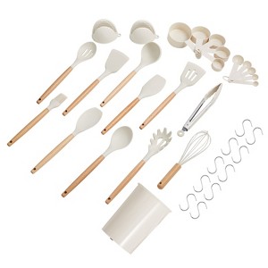 VEVOR Kitchen Cooking Utensils Set, 34 PCS Silicone Spatula Set with Holder, 428°F Heat Resistant Gadget Spoons Tools, White - 1 of 4