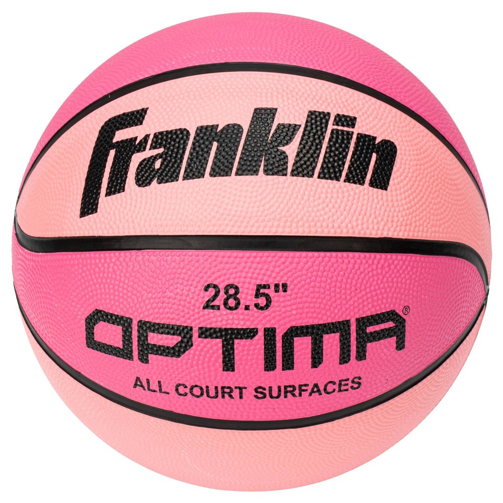 Franklin Sports Intermediate Optima 28.5'' Rubber Basketball - Pink: Size 6, Butyl Bladder, Intermediate Skill Level