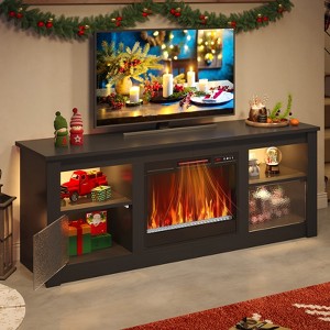 Bestier 63" Fireplace TV Stand for TVs up to 70”, Media Console with Cabinets & Shelves, LED Entertainment Center with Remote Control Fireplace Heater - 1 of 4