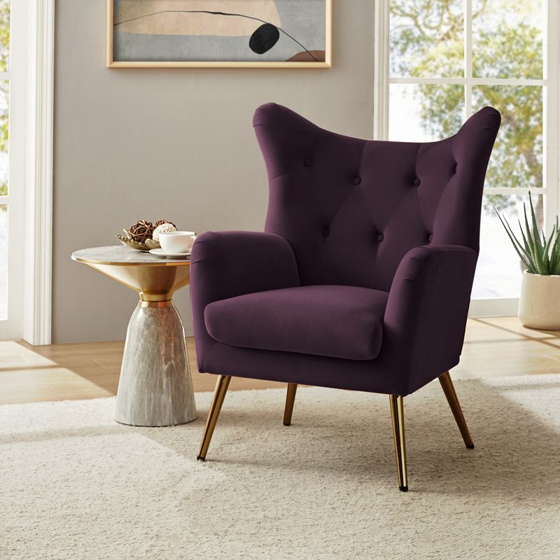 Godefroy Upholstery Accent Chair velvet with Wingback | Karat Home, 3 of 12