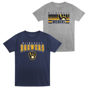 MLB Milwaukee Brewers Toddler Boys' 2pk Gray T-Shirt - 1 of 3