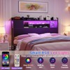 Aheaplus Storage Headboard with Led Lights & Charging Station - 3 of 4