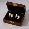 Anna-Kaci Women’s Interlocking Enamel Square Stud Earrings with Gold Tone Frame and Classic Two-Tone Design - Gold - 2 of 4