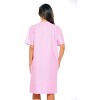 Dreamcrest Womens Short Sleeve Duster, Seersucker Gingham Housecoat/Women Sleepwear Embroidered Snap Front Nightgown - 3 of 3