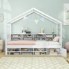 Infans Twin Size House Bed Wooden Platform Bed Frame with Roof & 14 Storage Cubes - 4 of 4