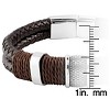 Men's Crucible Brown Twine Stainless Steel Accents Woven Braided Leather  Bangle Bracelet (12mm) - Black (8.5) : Target