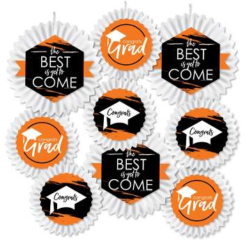 Big Dot of Happiness Orange Grad - Best is Yet to Come - Hanging  Orange Graduation Party Tissue Decoration Kit - Paper Fans - Set of 9