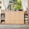 KWPZQEB Murphy Bed, Farmhouse Murphy Cabinet w/ 2 Drawers & Open Shelves, Wooden Cabinet Bed, Hideaway Foldable Platform Bed for Guest Room - 2 of 4