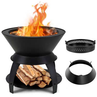 thumbnail interactive-video image 1 of Segawe 22-Inch Metal Fire Pit Bowl - Wood Burning, Outdoor Patio Heater 1 of 6