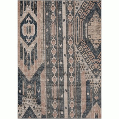 Navy Blue Geometric Synthetic 10' x 14' Rug