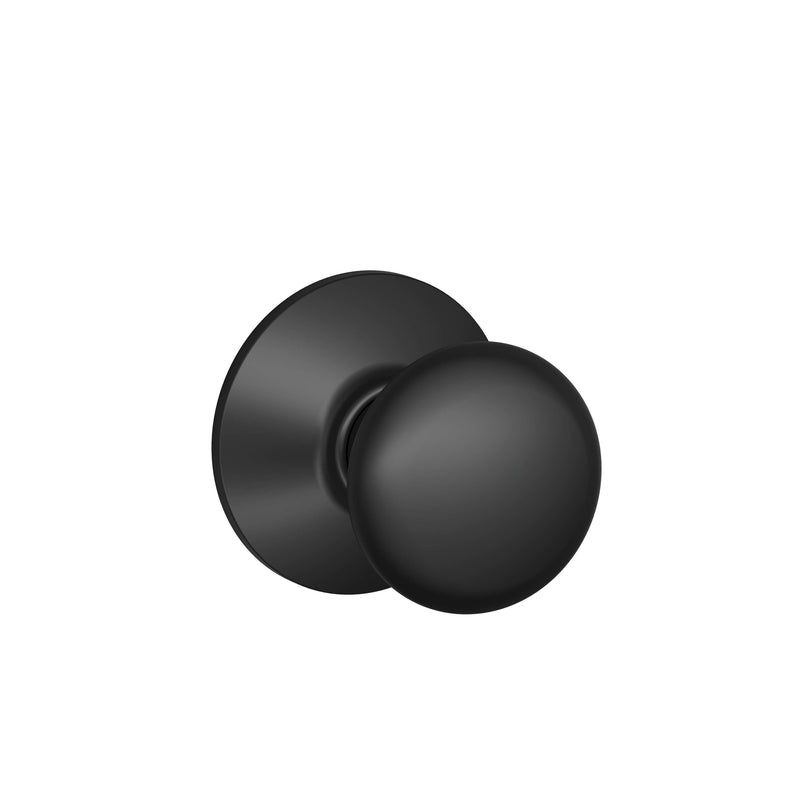 Schlage Plymouth Matte Black Passage Door Knob Right or Left Handed, 1 of 2