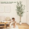 Olive Trees Artificial Indoor, 7FT Tall Faux Olive Tree with White Planter, Artificial Plants with Natural Wood Trunk for Home Office Decor - 2 of 4