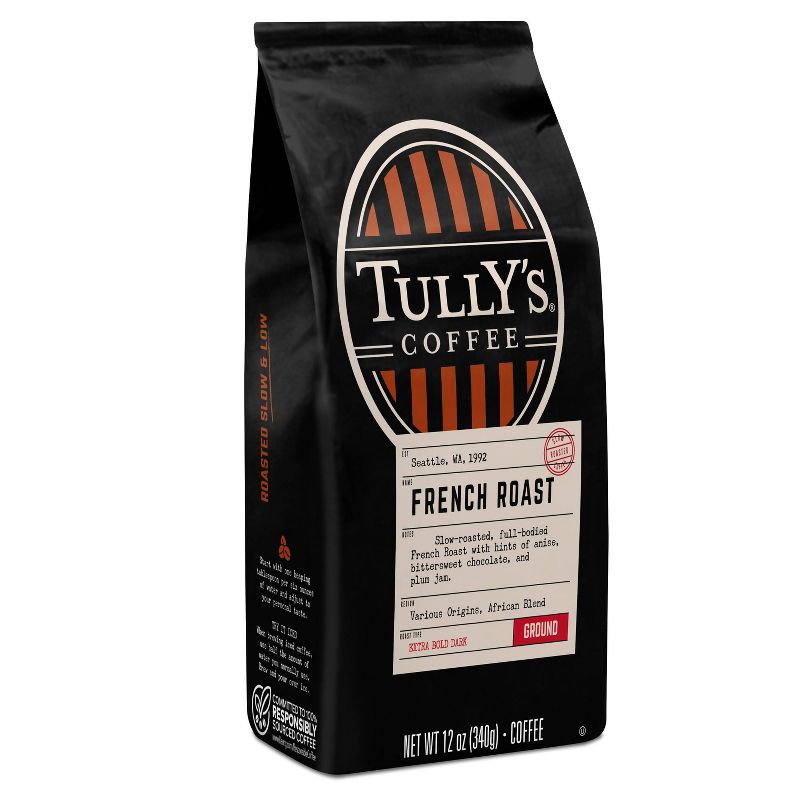 Tully&#39;s Coffee French Roast Ground Coffee - Dark Roast - 12oz, 1 of 11