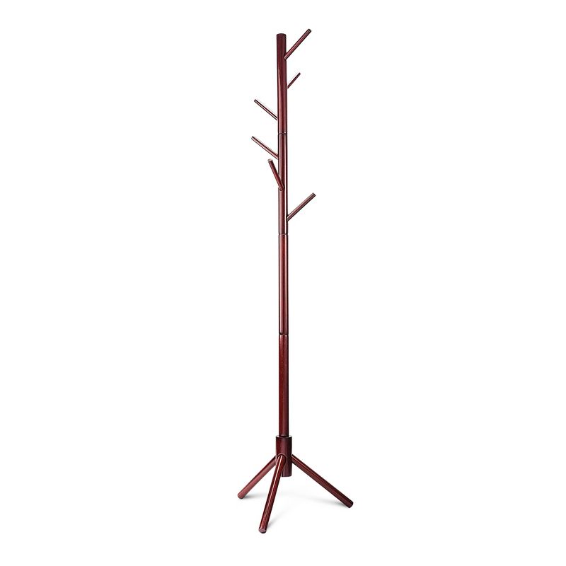 OSTO Multi-Purpose Wooden Freestanding Coat Rack with 6 Hooks and 3 Adjustable Sizes; No Tools Required, 1 of 8