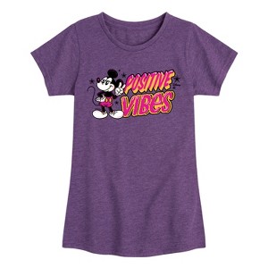 Girls' - Disney - Positive Vibes Fitted Short Sleeve Graphic T-Shirt - 1 of 4