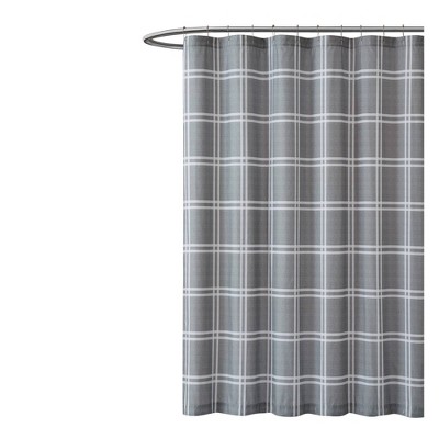 Leon Plaid Shower Curtain Gray - Truly Soft