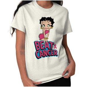 Betty Boop Beat Breast Cancer Ribbon Womens Graphic T Shirt Tees Brisco Brands - 1 of 4