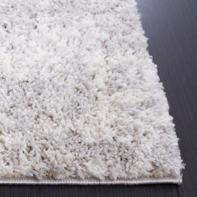 Grey and Ivory Flat Woven Shag Runner Rug