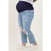 Pinkblush Light Blue Ripped Knee Rolled Cuff Straight Leg Maternity Plus Jeans - 4 of 4