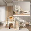 Infurnic Baby Activity Gyms, Car Themed Baby Slide with Basketball Hoop and Storage Space, for Gift to Children, Multicoloured, 85.4"*74.4"*43.7" - 4 of 4