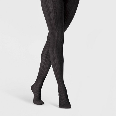 Women's Flat Knit Sweater Tights - A New Day™ Black L/XL - Yahoo