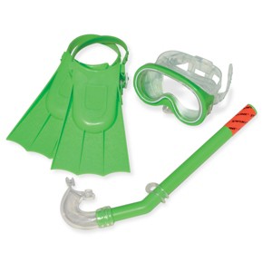 Swimline 3pc Otter Children's Recreational Mask, Snorkel and Fins Snorkeling Set - Small - Green - 1 of 1